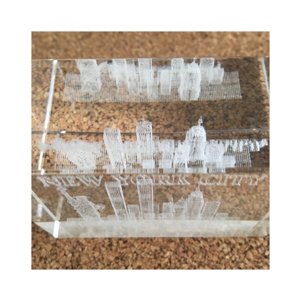 NYC Skyline 3D Glass Paperweight with Twin Towers - Picture 7 of 14